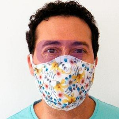Mascara Higienica 98,48% Filtração Adulto Flores Verdes