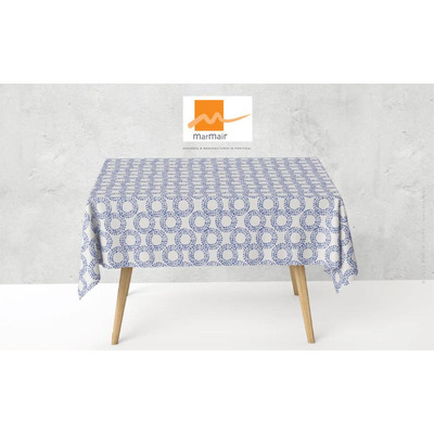 Toalha Mesa 150x150 Cm Anti Nódoa Desenho 9 Azul 80%algodão/ 20% Polyester