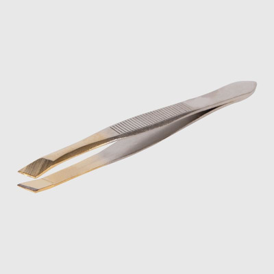 Golden tweezers with slanted flat tip 9 cm