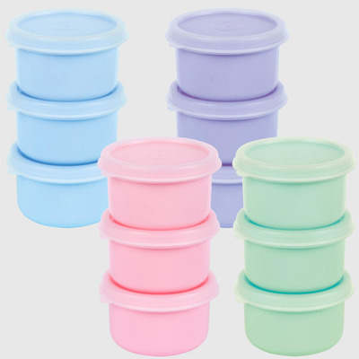Set of 3 Round Plastic Boxes With Lid D6 X A3.6 Cm 4 Colors