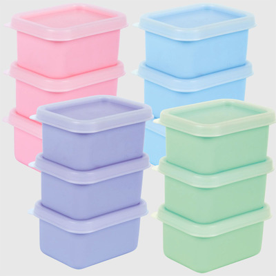 Set of 3 Boxes With Plastic Lid Rectangular 7 X 5 X A3.5 Cm 4 Colors