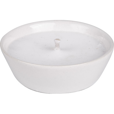 Vela Citronela Vaso Cerâmica Branco Redonda 10 X Altura 3,5 Cm