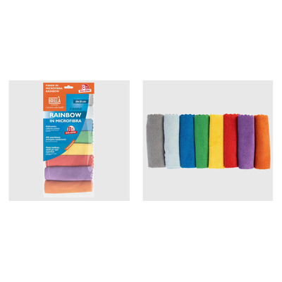 Conjunto 8 Panos Microfibra Raibow 30x30 Cm