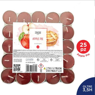 25 Velas de Chá Perfumadas Apple Pie Redonda 3,6 Cm X Altura 1,7 Cm