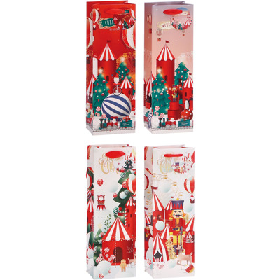Bolsa de papel para botellas navideñas 12x9x36 cm