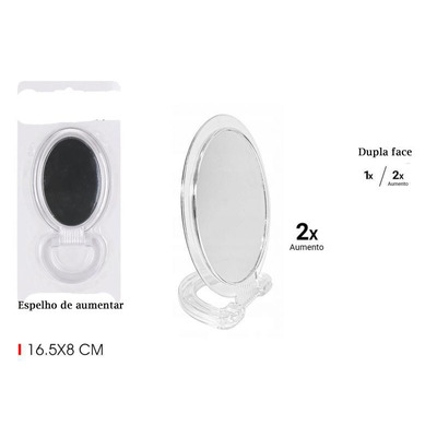 Double-sided magnifying mirror with handle 16,5x8 cm