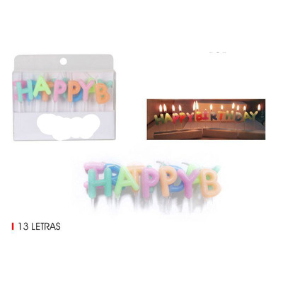 Vela Aniversário Happy Birthday -13 Letras