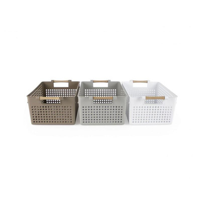 Cesto Multiusos 3-s 32x23x15 Cm Com Pega Madeira