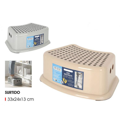 Banco de Plástico Bege Ou Cinza 32x24x13 Cm