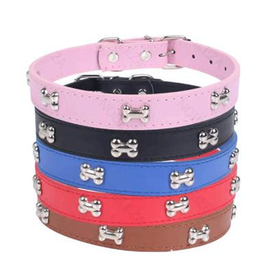 Collar Perro Piel Sintética con Apliques Metálicos 5 Colores - L1.5cmxl24-33cm