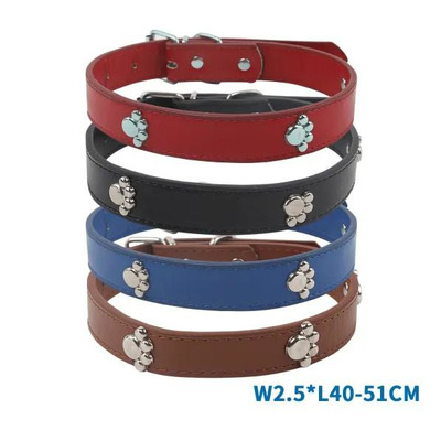 Coleira para Cão Pele Sintética Com Aplique Metal 4 Cores Sort - L2,5xl40-51 Cm